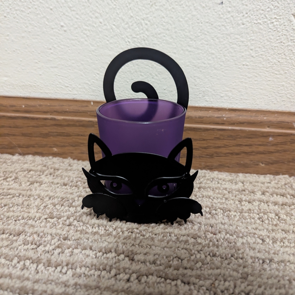 Yankee Candle Black and Purple Cat Holder